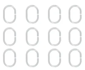 Spirella C-MINNOR sada 12 ks kroužků na sprchové závěsy průhledná / SAN plast (7610583400765)