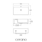 CERANO - Umyvadlo keramické - nástěnné i na desku - Peno - černá matná - 50x42 CER-665631