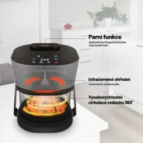 Rozbaleno - Lauben GlassSteamAir Fryer 4500BG černá / Horkovzdušná fritéza / 1300 W / 4.5 l / 8 programů / 60-200°C / rozbaleno (LBAFMGSAF45BA.rozbaleno)
