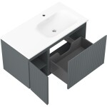 MEXEN/S - Rivel koupelnová skříňka 90 cm s umyvadlem Vela pravá, 1S, 1D, reliéf, grafit mat/bílá mat 91A23-09047-3-BBFF66-W23P01