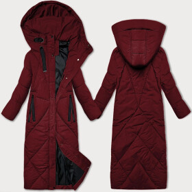 Dámská zimní bunda ve vínové bordó barvě v délce ke kolenům J Style (5M3232-1) odstíny červené L (40)
