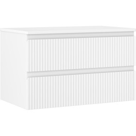 MEXEN/S - Rivel koupelnová skříňka pod umyvadlo 80 cm s deskou, 2 zásuvky, reliéf , bílá mat 91A20-08047-2-BFFC01