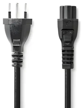 Nedis Napájecí kabel CH – IEC-320-C5 černá / Napájecí kabel / 2 m / Švýcarská zástrčka trojlístek (CEGL11220BK20)