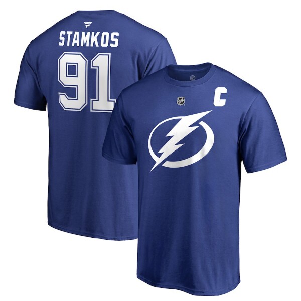 Fanatics Pánské Tričko #91 Steven Stamkos Tampa Bay Lightning Stack Logo Name Number Velikost: