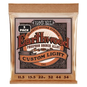 Ernie Ball 3545 Earthwood Custom Light Phoshor Bronze 3-Pack
