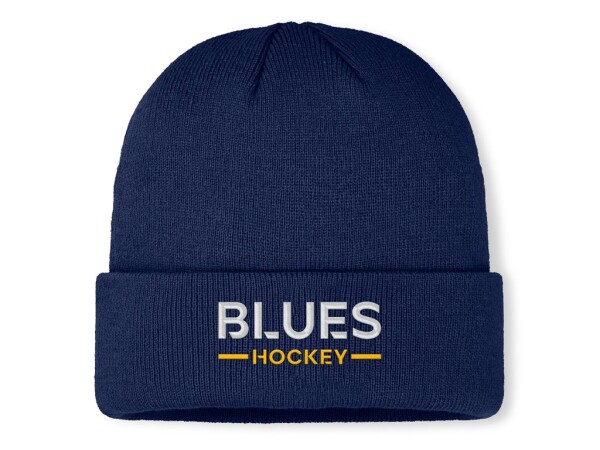 Fanatics Pánská zimní čepice St. Louis Blues NHL Authentic Pro A/Cap Cuffed Beanie tmavě modrá