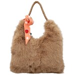 Módní dámská plyšová kabelka do ruky Raiga, camel