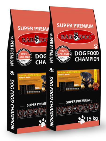 BARDOG PUPPY Large &amp; Breed 28/16 kuřecí maso velká plemena 2 x 15 kg