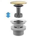 REA - Umyvadlový sifon s univerzální výpustí click-clack Flow Brush Gold REA-A9496
