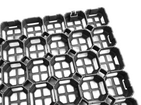 Zatravňovací dlaždice – Geopave GRAVEL - tloušťka 40 mm, zatížení 400 t/m², 57×38×4 cm černá