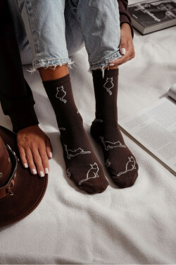 Dámské ponožky Cat outlines 0200.093 hnědá 37-41