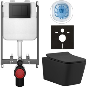 CERANO - Kompletní WC set Basic/Forte - černá matná - WC tlačítko Maxio/Černá - pro zazdění - 51x36 CER-8050BD86396