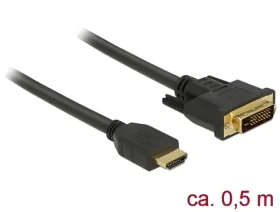 DeLock HDMI-DVI 24+1 / Kabel / obousměrný / 2560x1600 / 60 Hz / 0,5 m / černá (85651)