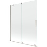 MEXEN/S - Velar dvoukřídlá posuvná vanová zástěna 140 x 150, transparent, nikl kartáčovaný 896-140-000-01-97