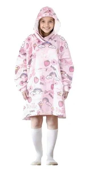 Cozy Noxxiez CH341 Sladkosti potisk - hřejivá televizní mikinová deka s kapucí pro děti 7 - 12 let (20-CH341)