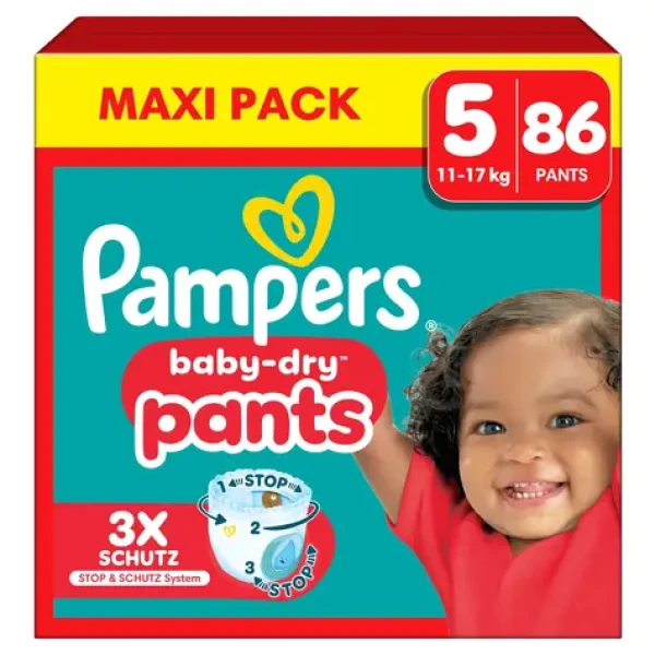 Pampers Baby Dry Pants Junior 11-17 kg (86 ks) / plenkové kalhotky / velikost 5 (11-17 kg ) (8700216670531)