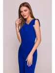 S407 Elegantní overal s asymetrickým výstřihem - královská modř EU M