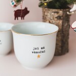 Bella Rose Porcelánový obal na květináč Jsi má vánoční hvězda 13 cm, bílá barva, zlatá barva, porcelán