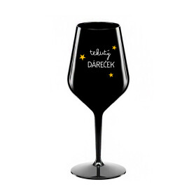 TEKUTÝ DÁREČEK - černá nerozbitná sklenice na víno 470 ml