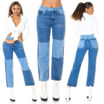 Trendy patchworkový vzhled Boyfriend Jeans denimblue