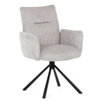 Židle jídelní, krémová manšestrová látka, 360° vratný mechanismus, černý kov