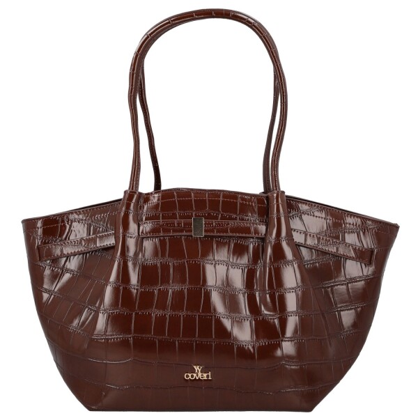 Luxusní dámská koženková kabelka na rameno Moiry, tmavě hnědá