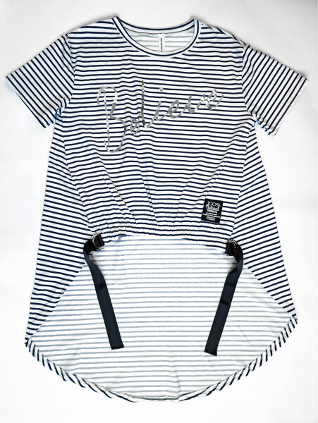 HOSH Dámské dlouhé pruhované tričko s nápisem Velikost: UNI