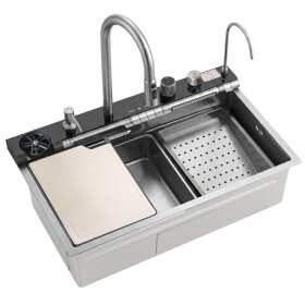 REA - Multifunkční ocelový dřez 10 v 1 Alonzo Brush Nickel ZLE-06420