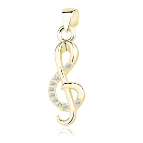 LUNICA Stříbrný přívěsek zlatý HOUSLOVÝ KLÍČ 0299
