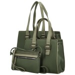 Módní dámský koženkový set kabelek Shanya, tmavě zelený