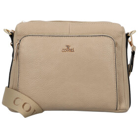 Trendy dámská koženková crossbody kabelka Chiara, tmavě béžová