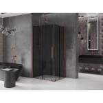 MEXEN/S - Velar Duo sprchový kout, posuvné dveře 100 x 90, grafit, růžové zlato 871-100-090-42-60