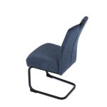 Židle jídelní, taštičkové pružiny v sedáku, modrá látka, černý kov