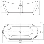 MEXEN - LOTOS volně stojící vana 140x75, bílá/černá bez krytky přepadu a zátky 52051407775-SS