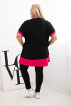 Dámská tunika Plus Size s květinovým vzorem a ozdobnými perličkami fuchsiová UNI
