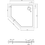 MEXEN - Flow pětiboká sprchová vanička slim 80 x 80, bílá lesk 46P108080