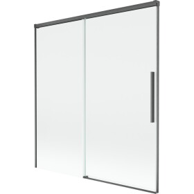 MEXEN/S - Rox vanová zástěna 2-křídlová posuvná 150 x 150, transparent, grafit kartáčovaná 8C9-150-001-66-00