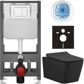 CERANO - Kompletní WC set Basic/Forte - černá matná - WC tlačítko Maxio/Bílá - volně stojící - předstěnová instalace - 51x36 CER-8050BD86392
