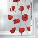 Spirella POPPY sprchový závěs motiv tulipány čirý / 180 x 200 cm / PEVA