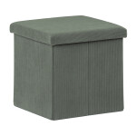 Taburet s úložným prostorem, zelená manšestrová látka