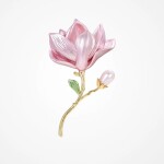 Brož ve tvaru magnólie se sladkovodní perlou Louise, Zlatá