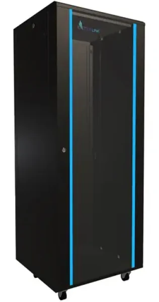 Extralink Rack 32U 600x600 černá / Stojanový rozvaděč / 19" / skleněné dveře / nosnost 600 kg (EX.14756)