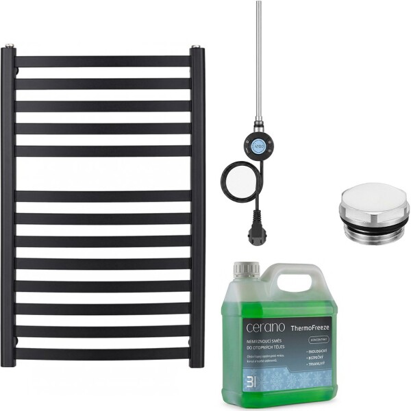 CERANO Koupelnový elektrický radiátorový set Paolo - WIFI - 600W - černá matná - 850x550 mm