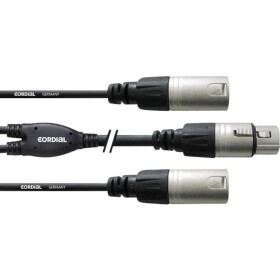 Cordial CFY0.3FMM XLR kabelový adaptér [2x XLR zástrčka - 1x XLR zásuvka] 30.00 cm černá