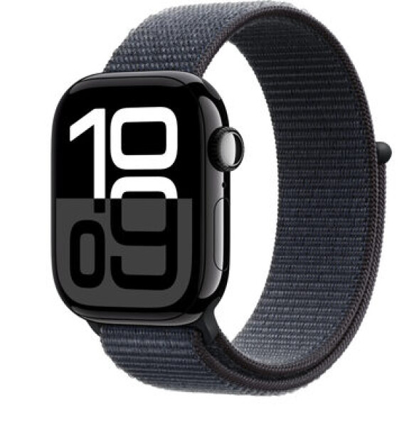 Apple Watch Series 10 GPS+Cellular 42mm Klavírně černé hliníkové tělo - Inkoustově fialový provlékací řemínek / 130–200 (MWX83)