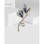 Brož Swarovski Elements Amalia - tulipán, perla, zirkon, Zlatá