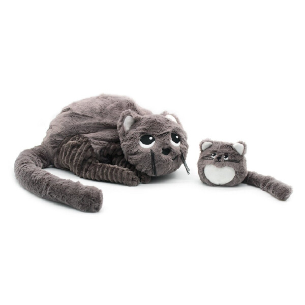 Ptipotos Plyšová kočka Miaou hnědá (máma s miminkem) 32 cm