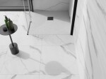 MEXEN/S - Stone+ čtvercová sprchová vanička 80 x 80, bílá, mřížka černá 44108080-B