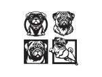 Mops 5 dřevěná dekorace na zeď Rozměr (cm): 38 x 38
