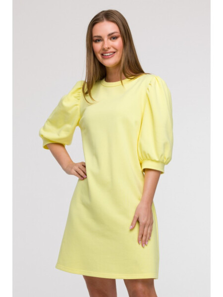 B291 Šaty áčkového střihu s pouzdrovými rukávy - citronové EU 2XL/3XL